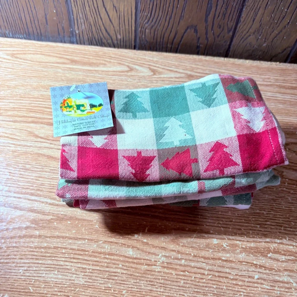 Cotton Park Cottage Cloth Napkins Christmas Tree Lot Of 8